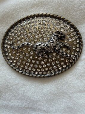 Rhinestone Cheetah / Leopard Bling Oval Belt Buckle Western Glam